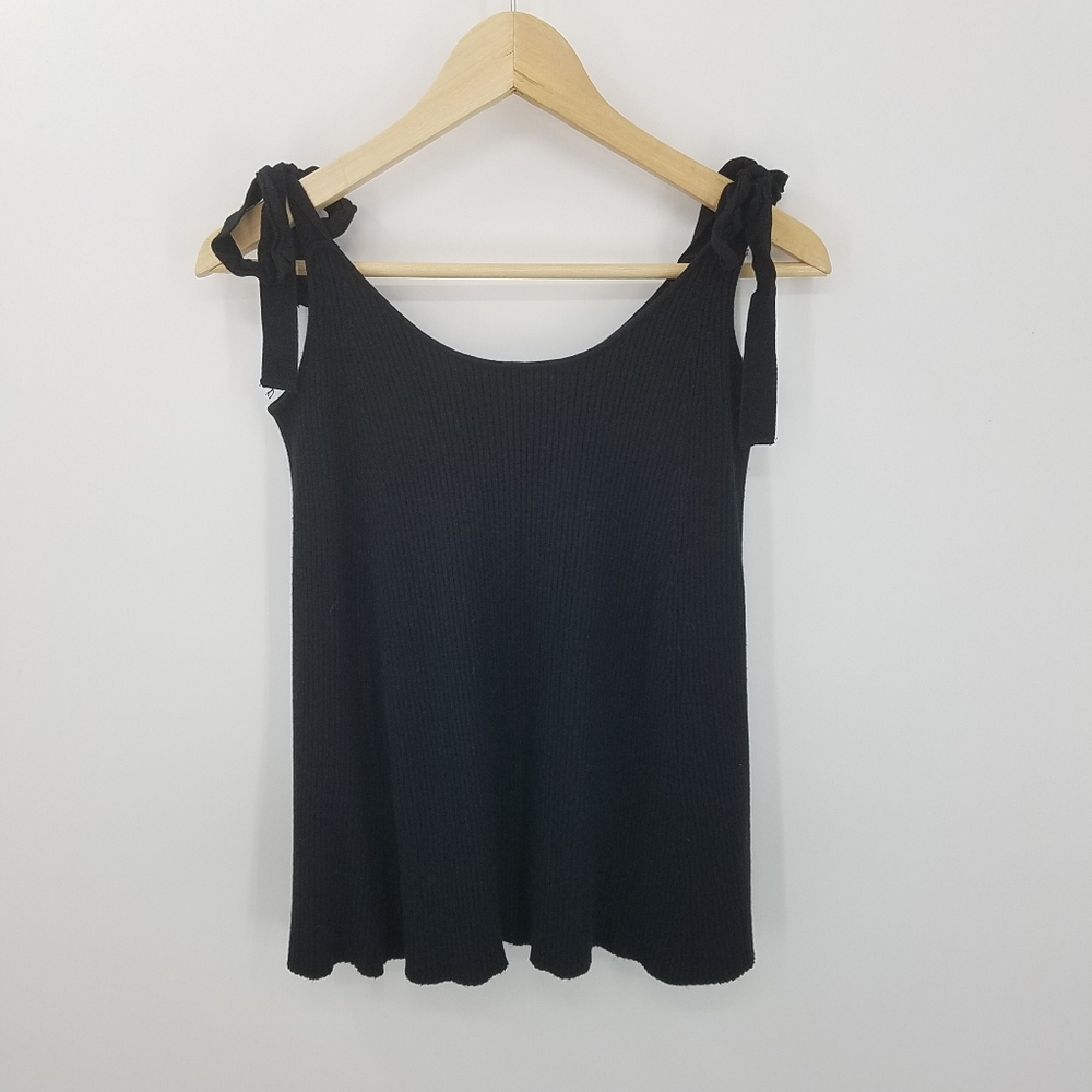 Zara Knit Black Ribbed Tank Top Small
